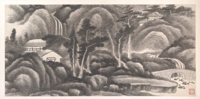 Landscapes of the Twelve Months, ca. 1685 (album med tolv maleriblade; blæk på papir) af Xian Gong