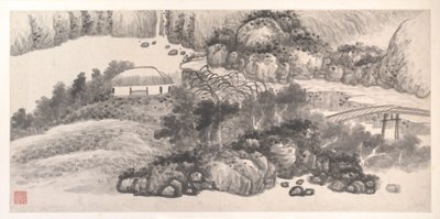 Landscapes of the Twelve Months, ca. 1685 (album med tolv maleriblade; blæk på papir) af Xian Gong