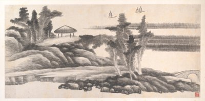 Landscapes of the Twelve Months, ca. 1685 (album med tolv maleriblade; blæk på papir) af Xian Gong