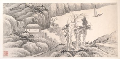 Landscapes of the Twelve Months, ca. 1685 (album med tolv maleriblade; blæk på papir) af Xian Gong