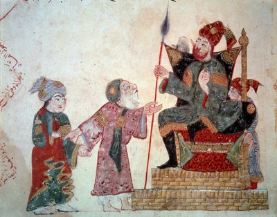 Den omvandrende navigatør Abu-Zayd (Abu Zayd, Abu Zayd) og hans søn før guvernør) oplyst af Yahya Mahmud al-Wasiti (al-Wasiti) i af Yahya ibn Mahmud Al Wasiti
