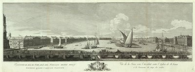 Udsigt over Neva-floden mellem Isaac-kirken og Cadet Corps Book til 50-årsdagen for Skt. Petersborg, 1753 af Yakov Vasilyevich Vasilyev