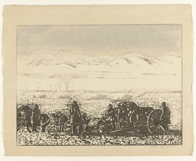 krigslandskab Senso fukei af Yamagishi Kazue (signed by artist)