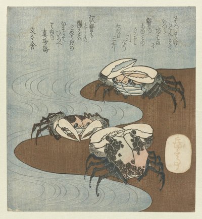 Krabber på kysten af Yashima Gakutei