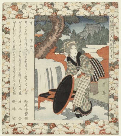 Hest: Ôji Uma-Oji (titel på objekt) Berømte steder i Edo og de tolv stjernetegn (serietitel) Edo meisho mitate jûnishi (serietitel på objekt) af Yashima Gakutei