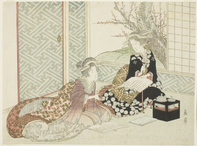 To kvinder læser af Yashima Gakutei