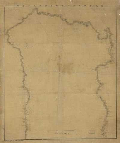 Relief vist med formlinjer. Orienteret med nord mod øverste venstre. Tilgængelig også via Library of Congress-webstedet som et rasterbillede. xg19 2009-09-15 rettet 100 felter 嶺 erstattet i titlen; fordi tegnet 山 (øverst) 令 (nederst) ikke accepteres af Yasuaki Oka