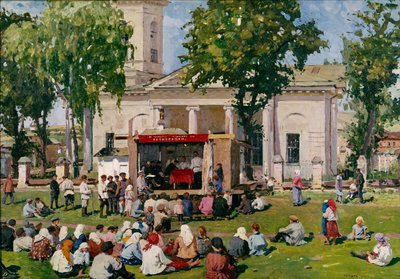 Samarbejdsdagen i en landsby, 1926 af Yefim Mikhailovich Tcheptsov