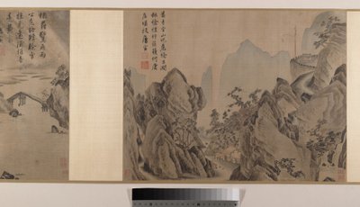 Landskaber (otte albumblade monteret som en håndrulle; blæk og farve på silke) af Yin Tang