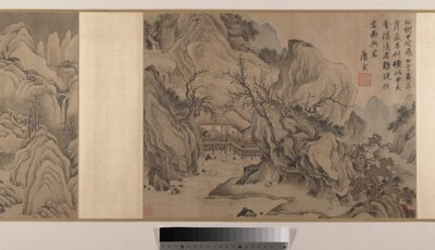 Landskaber (otte albumblade monteret som en håndrulle; blæk og farve på silke) af Yin Tang