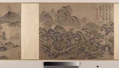 Landskaber (otte albumblade monteret som en håndrulle; blæk og farve på silke) af Yin Tang