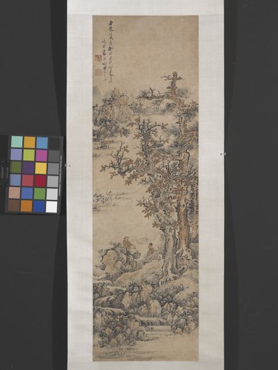 Landskab efter Dong Yuan [Active 10th Century] (blæk og farve på papir) af Ying Lan
