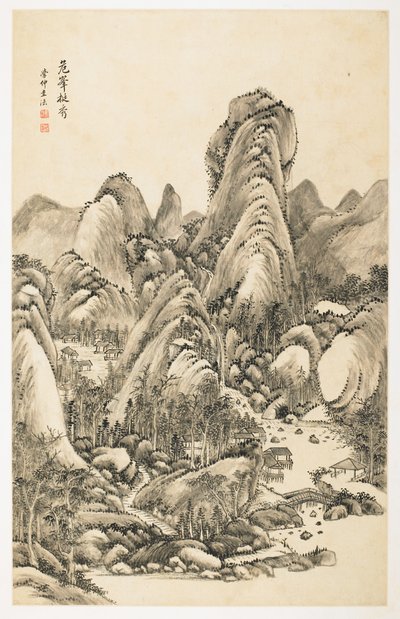 Magnificence of Overhanging Bluff, fra et album med 12 blade af Yongxi Jin