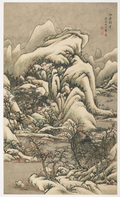 Snow in Mountain Villa, fra et album med 12 blade af Yongxi Jin