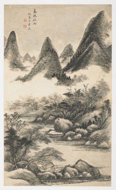 Spring Tree Grove Before Rain, fra et album med 12 blade af Yongxi Jin