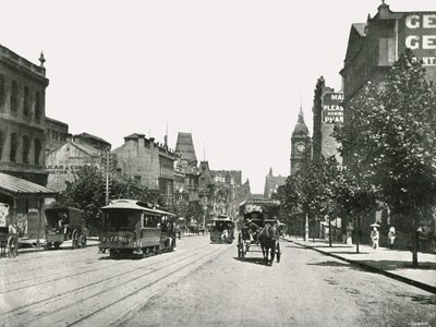 Collins Street, set mod vest fra Russell Street, Melbourne, Australien, 1895. af York and Son
