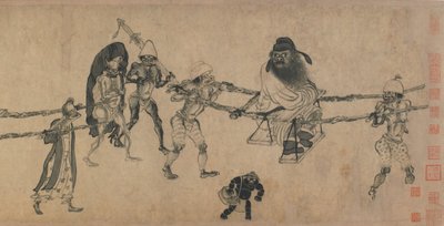 Zhong Kui Traveling (blæk på papir) af Yuan Dynasty Chinese School