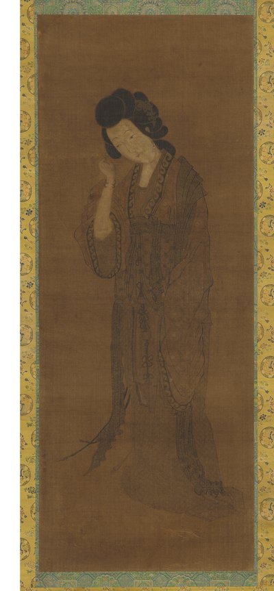 Den stående figur af en kvinde, sent Ming eller tidligt Qing-dynasti, 1600-tallet af Yuan Qian