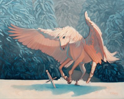 Pegasus, 2024 (olie på lærred) af Yue Zeng