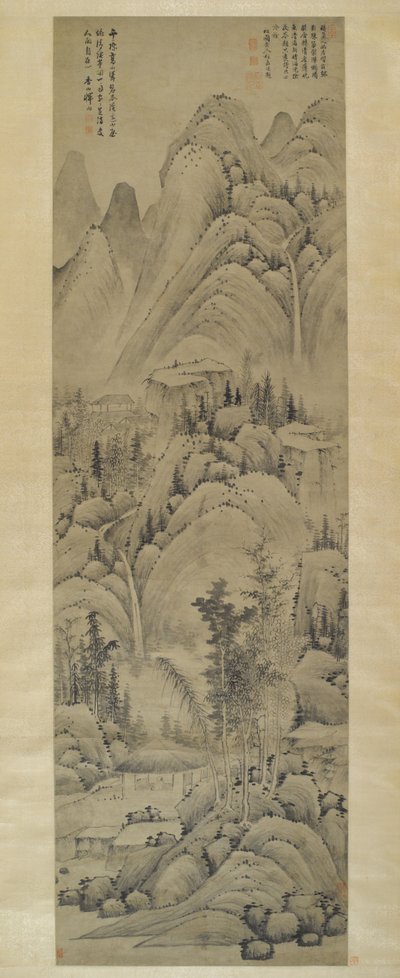 Landskab, hængende rulle, Ming-dynastiet (1368-1644) (blæk på papir) af Yun Hsiang Yun Hsiang