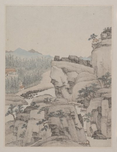 Landskaber, dateret 1668 (album med otte malerier; blæk og farve på papir) af Yuncong Xiao