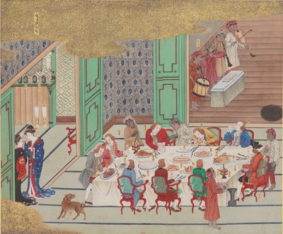 Hollandsk banket, Nagasaki juleaften, fra Bankan-zu, 1797. af Yushi Ishizaki