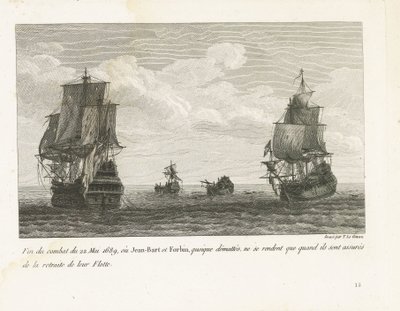 Einde van het gevecht van Jan Bart den 22. maj 1689 Slutningen af ​​kampen den 22. maj 1689, hvor Jean-Bart og Forbin, skønt de er afmaskede, først overgiver sig, når de er sikret deres flådes tilbagetog (titel på objekt) Indsamling af kampene fra Jean-Bar af Yves Marie Le Gouaz