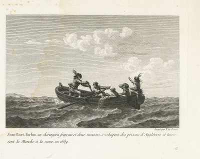 Jan Bart flygter fra et engelsk fængsel og krydser kanalen med robåd, 1689 Jean-Bart, Forbin, un operations français et deux mousses s