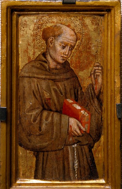 Sankt Francois af Assisi (Sankt Frans) Maleri af Zanino di Pietro (1389-1448) 1415 Dim 14x7 cm Assisi, Museum of the Treasure of the Basilica of San Francesco. Perkins College af Zanino di Pietro