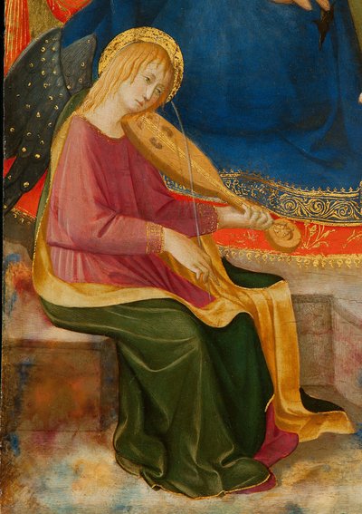 Madonna of Humility with Two Musician Angels. Detail: Musician Angel, c1450.dani af Zanobi Strozzi