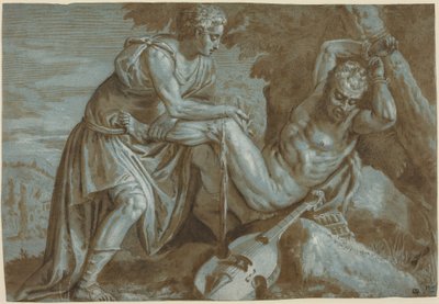 Apollon og Marsyas, ca. 1600 (tuschtegning) af Zenon Veronese