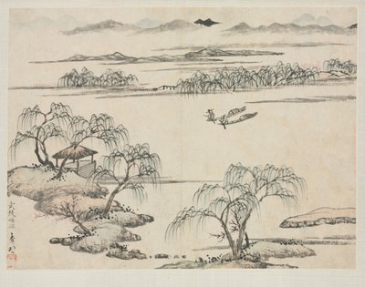 Landskabsalbum i forskellige stilarter: The Stream of Wuling af Zha Shibiao