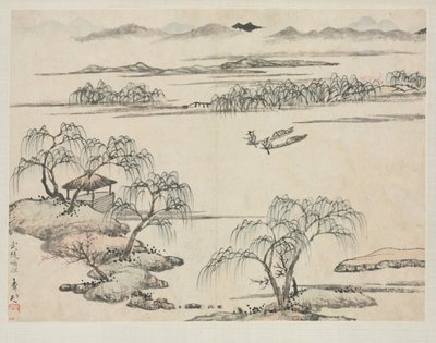 Landskabsalbum i forskellige stilarter: The Stream of Wuling, 1684. af Zha Shibiao