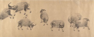 Vandbøfler, dateret 1639. af Zhang Hong