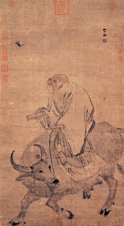 Laozi rider på en okse, mellem 1368 og 1644 af Zhang Lu