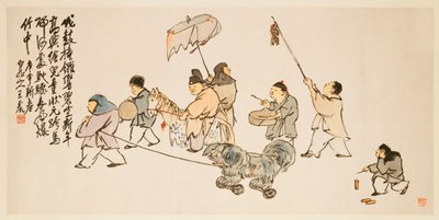 Børn leger ved nytår af Zhen Wang