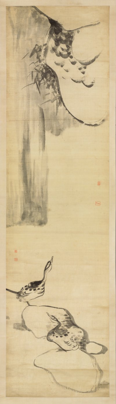 Fugle og ænder (blæk på satin) af Zhu da Bada Shanren