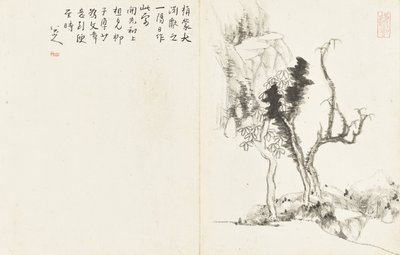 Landskaber og blomster, album med seks blade af Zhu da Bada Shanren