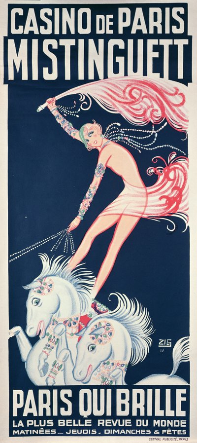 Plakat reklame Mistinguett (1875-1956) på Casino de Paris af Zig