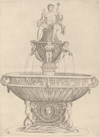 Springvand med statue af Neptun, ca. 14801485. af Zoan Andrea