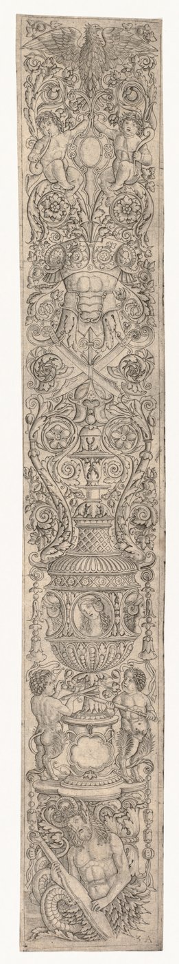 Ornamentpanel: Triton og Two Infant Satyrs af Zoan Andrea
