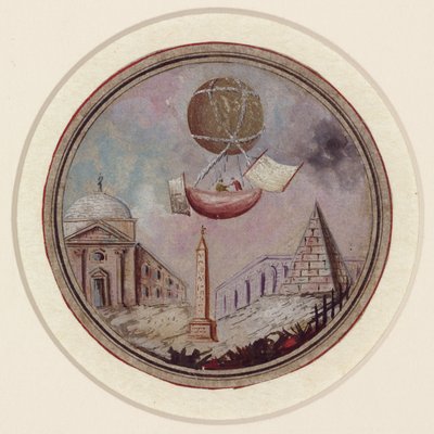 En tidlig ballonflyvningskatastrofe, ca. 1785 af Frederick (attr. to) Barnard