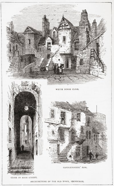 Arkitektur af den gamle bydel, Edinburgh, Skotland af . .