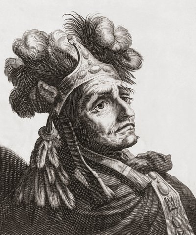Atahualpa, inkaernes sidste kejser. Portræt. af . .