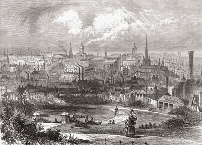 Birmingham, West Midlands, England i slutningen af det 19. århundrede, fra Our Own Country udgivet 1898 af Ferdinand Georg Waldmuller