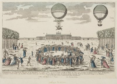 Blanchards første bestigning i en ballon, 2. marts 1784 af Frederick (attr. to) Barnard