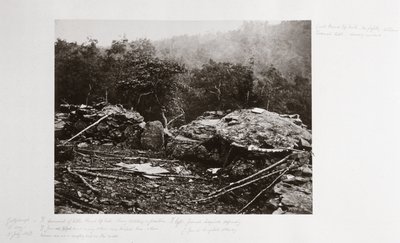 Breastworks på Little Round Top Hill, Gettysburg, Pennsylvania, juli 1863 af Ferdinand Georg Waldmuller