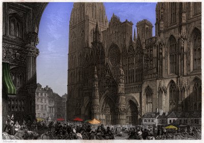 Cathedrale de Rouen, omkring 1850 (gravering) af . .