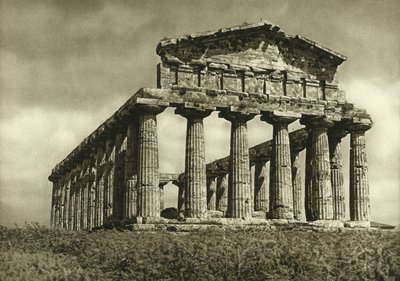 Ceres-templet i Paestum, bygget i 500 f.Kr. af Ferdinand Georg Waldmuller
