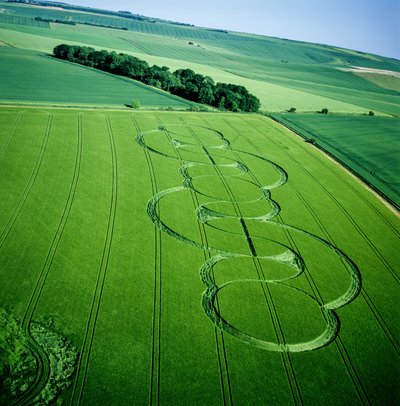 Korncirkel i bygmark, Beckhampton, Wiltshire, 5. juni 2005 (luftfoto) af Ferdinand Georg Waldmuller